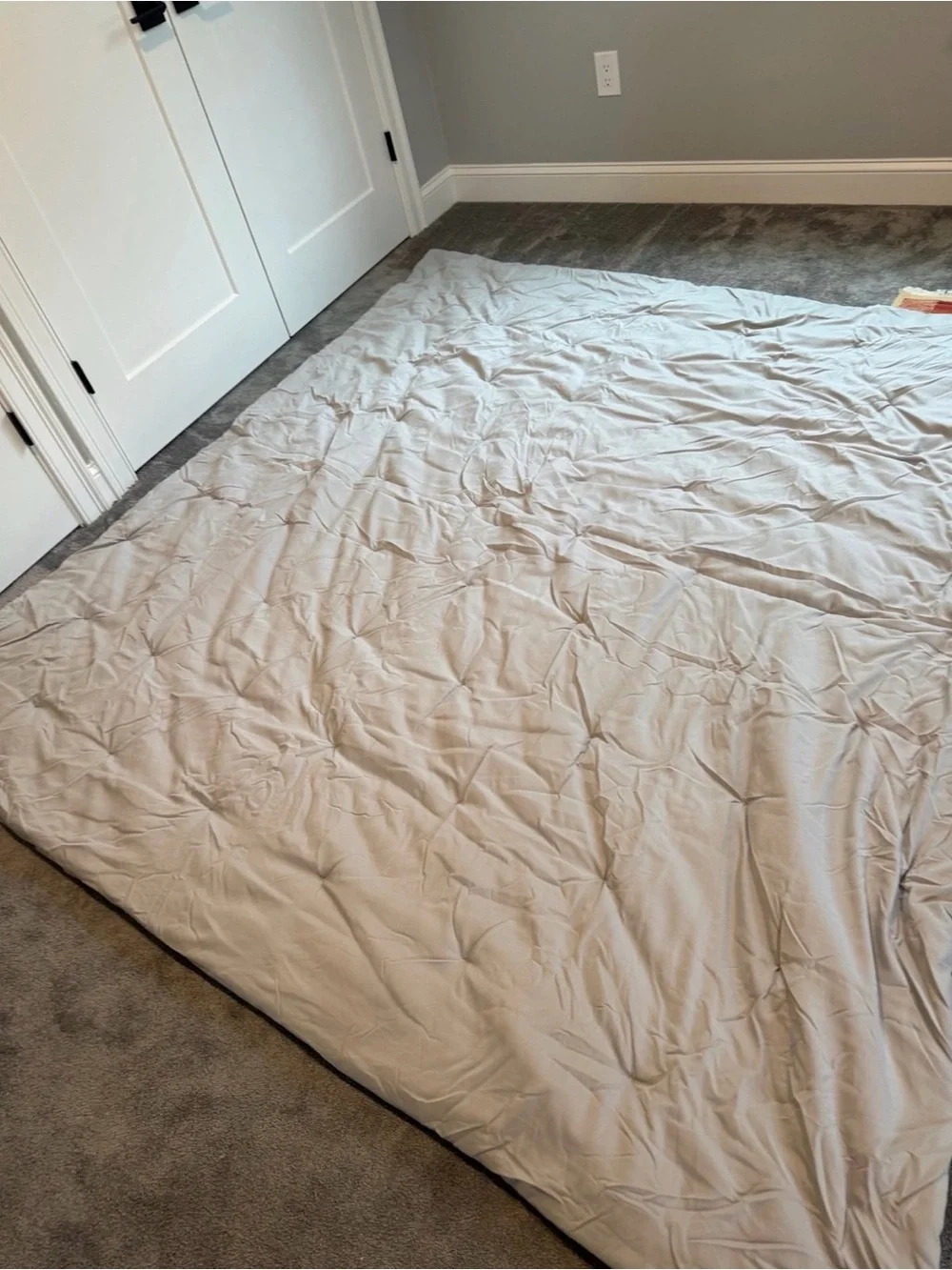 PB Teen - Neutral Pintuck Comforter - Soft Grey Bedding